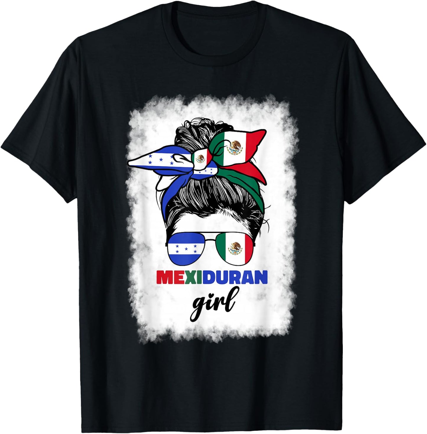 Half Mexican And Honduran Mexico Honduras Flag Girl T-Shirt - T-Shirt | Black