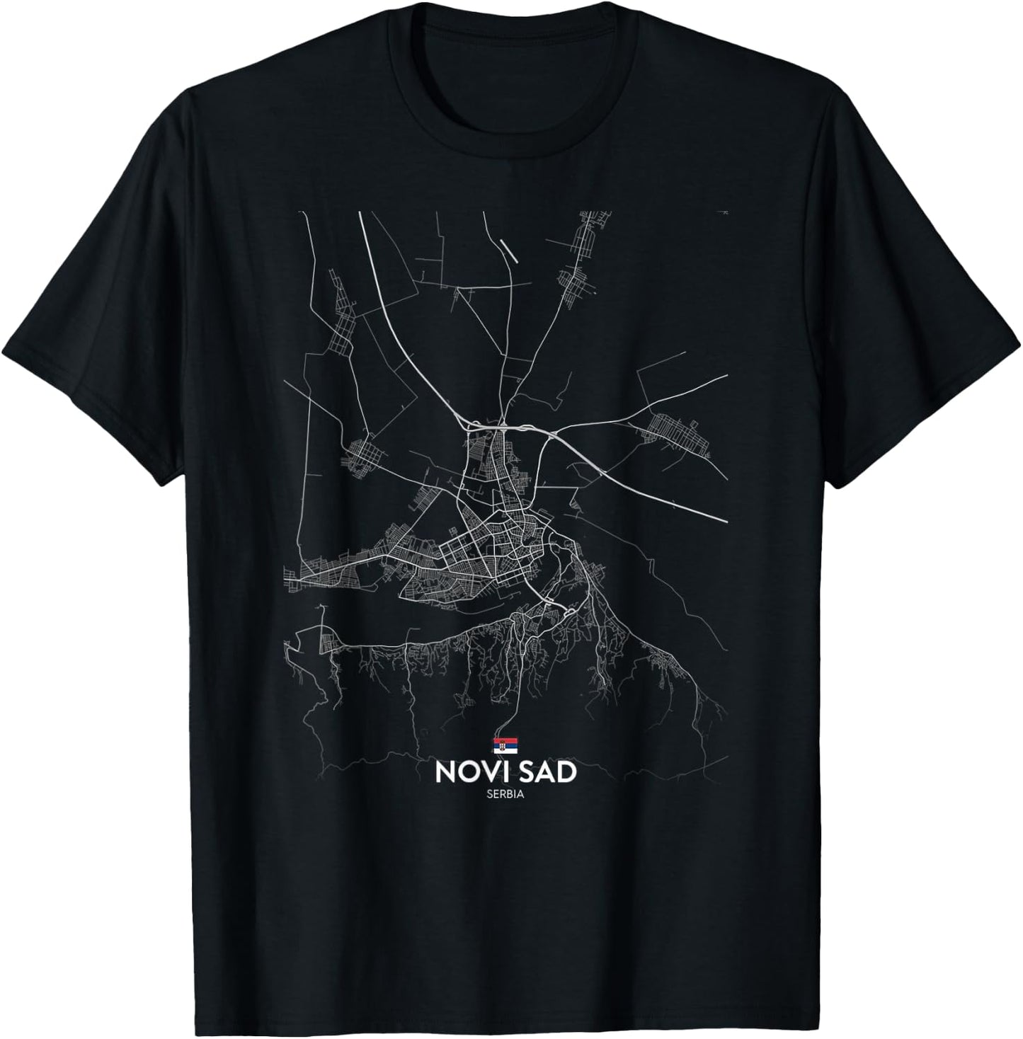 novi sad serbia City Travel souvenir Street Flag Map T-Shirt - T-Shirt | Black