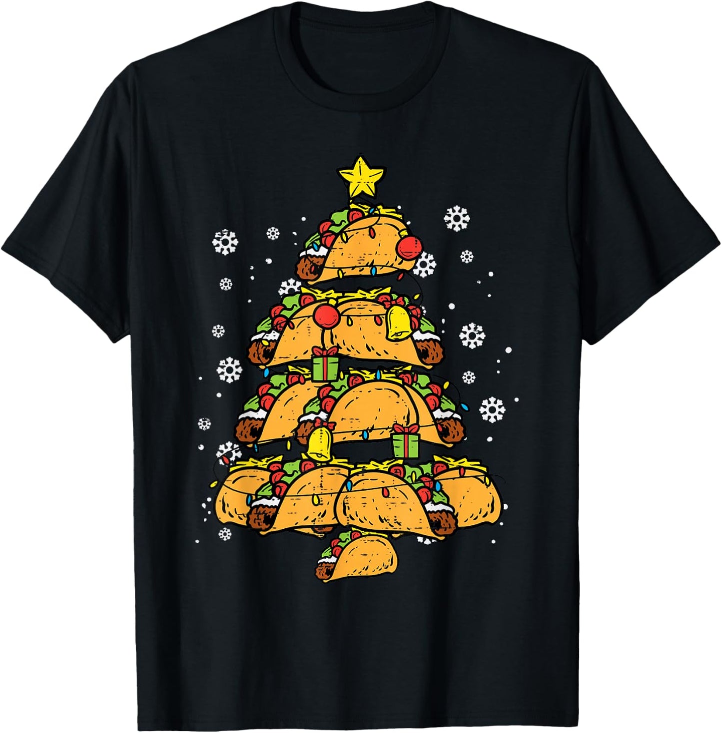 Taco Christmas Tree Xmas Mexican Food Men Women Kids T-Shirt - T-Shirt | Black