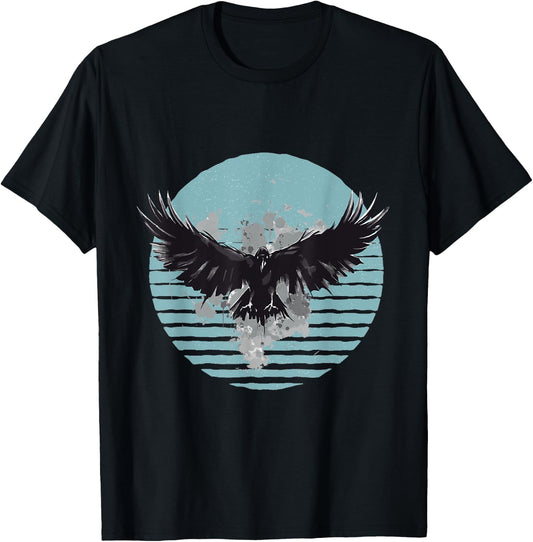 Raven moon Gothic raven Dark nature Mystical bird Raven Art T-Shirt - T-Shirt | Black