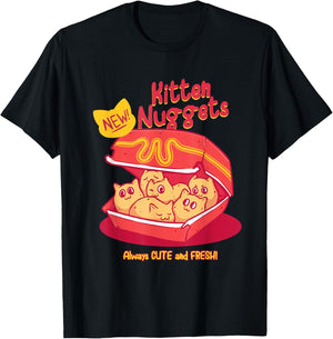 Kitten Nuggets Shirt Cat Chicken Nuggets Fast Food Lover T-Shirt - T-Shirt | Black