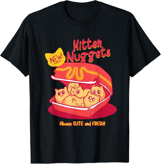 Kitten Nuggets Shirt Cat Chicken Nuggets Fast Food Lover T-Shirt - T-Shirt | Black