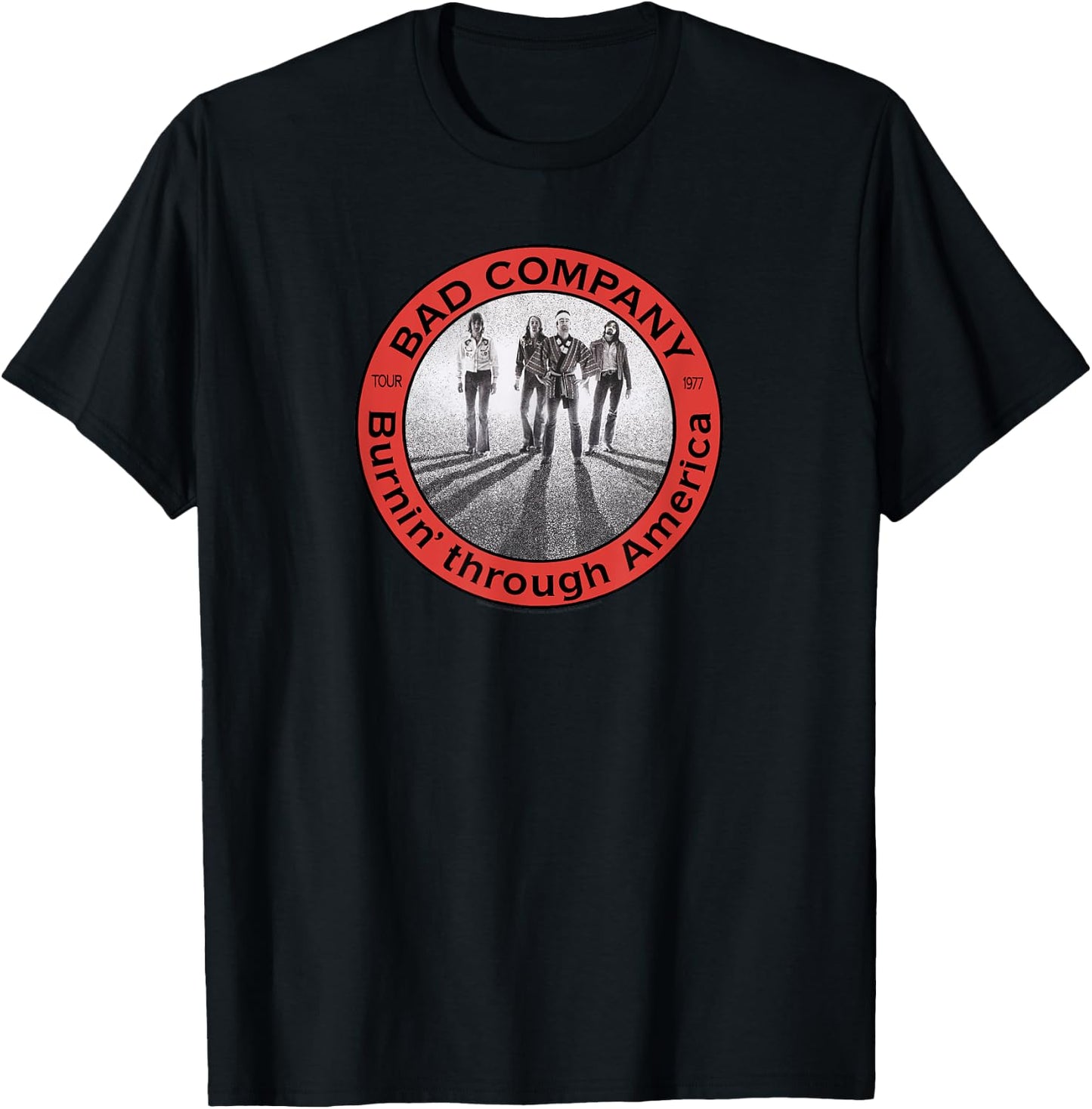 Bad Company Burnin' Through America Tour 1977 T-Shirt - T-Shirt | Black