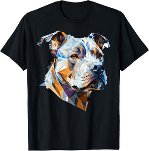 Geometric Pitbull Pet Dog Abstract Polygonal Dog Breed T-Shirt - T-Shirt | Black