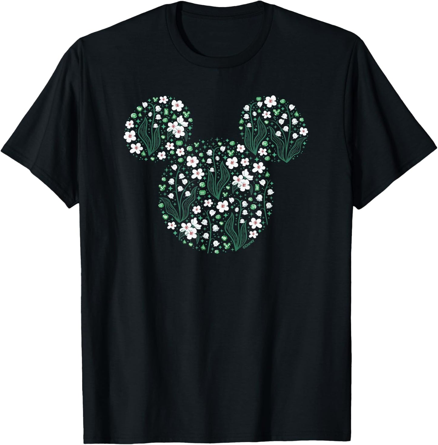 Disney Mickey Mouse May Birth Month Birthstone & Flowers T-Shirt - T-Shirt | Black
