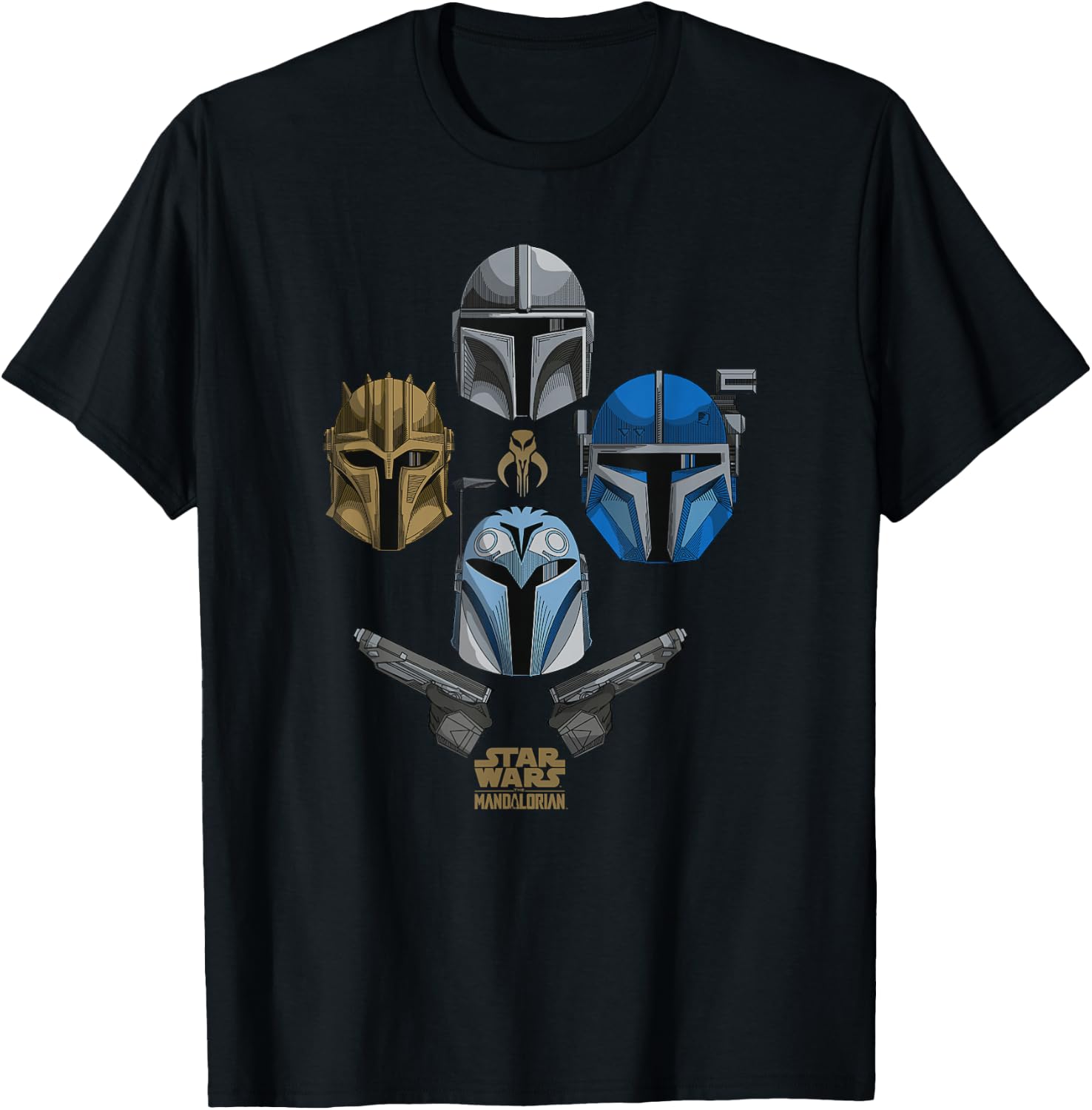 Star Wars: The Mandalorian Bounty Hunter Color Pop Line Up T-Shirt - T-Shirt | Black