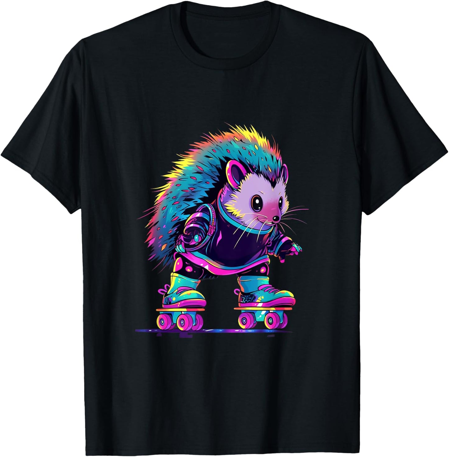 Roller Skating Funny Hedgehog Skater Roller Skates T-Shirt - T-Shirt | Black