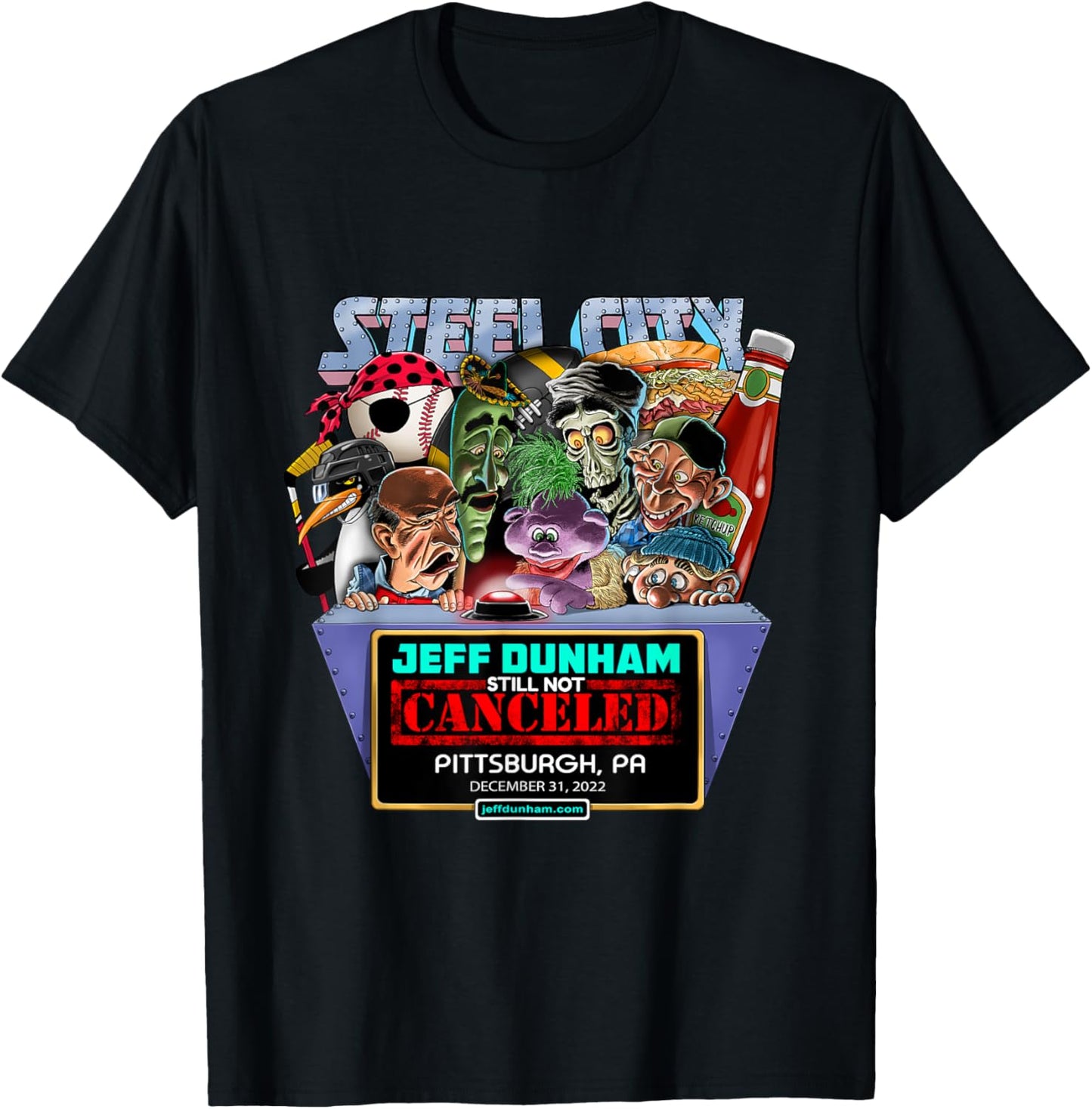 Jeff Dunham Pittsburgh, PA (2022) T-Shirt - T-Shirt | Black