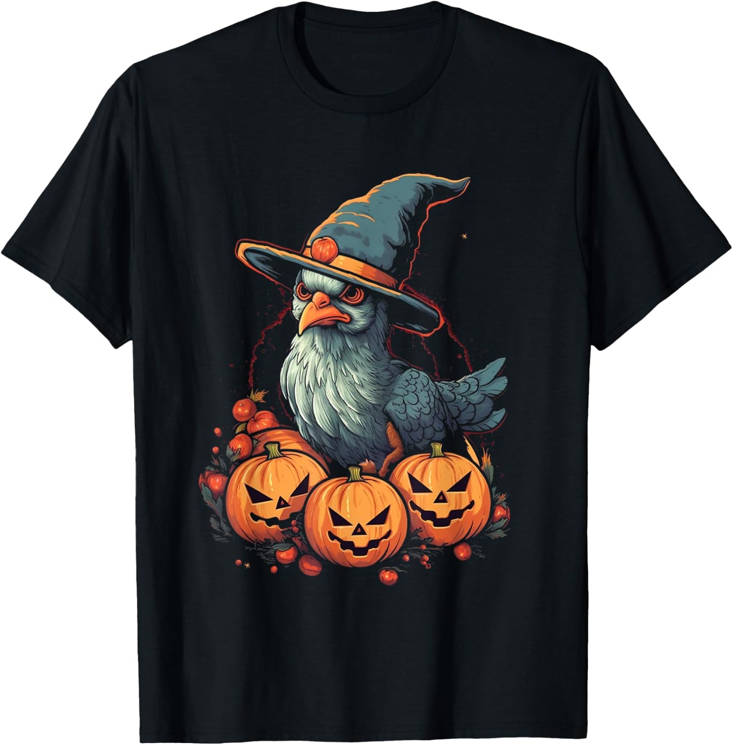 Chicken Witch Halloween Costume Farm Animal Pumpkin Farmer T-Shirt - T-Shirt | Black