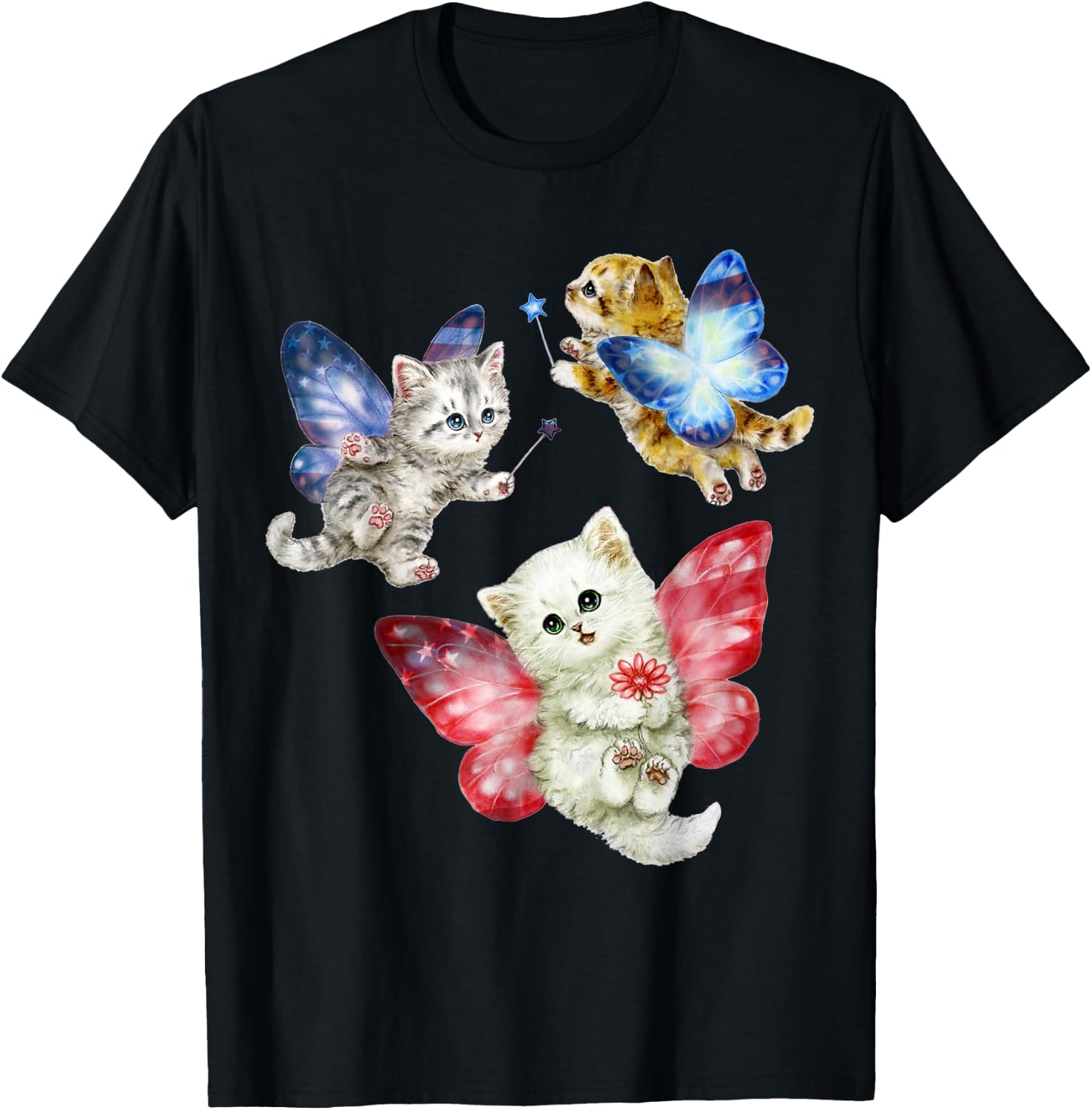 Cat Fly Like A Butterfly Women Girls Kids T-Shirt - T-Shirt | Black