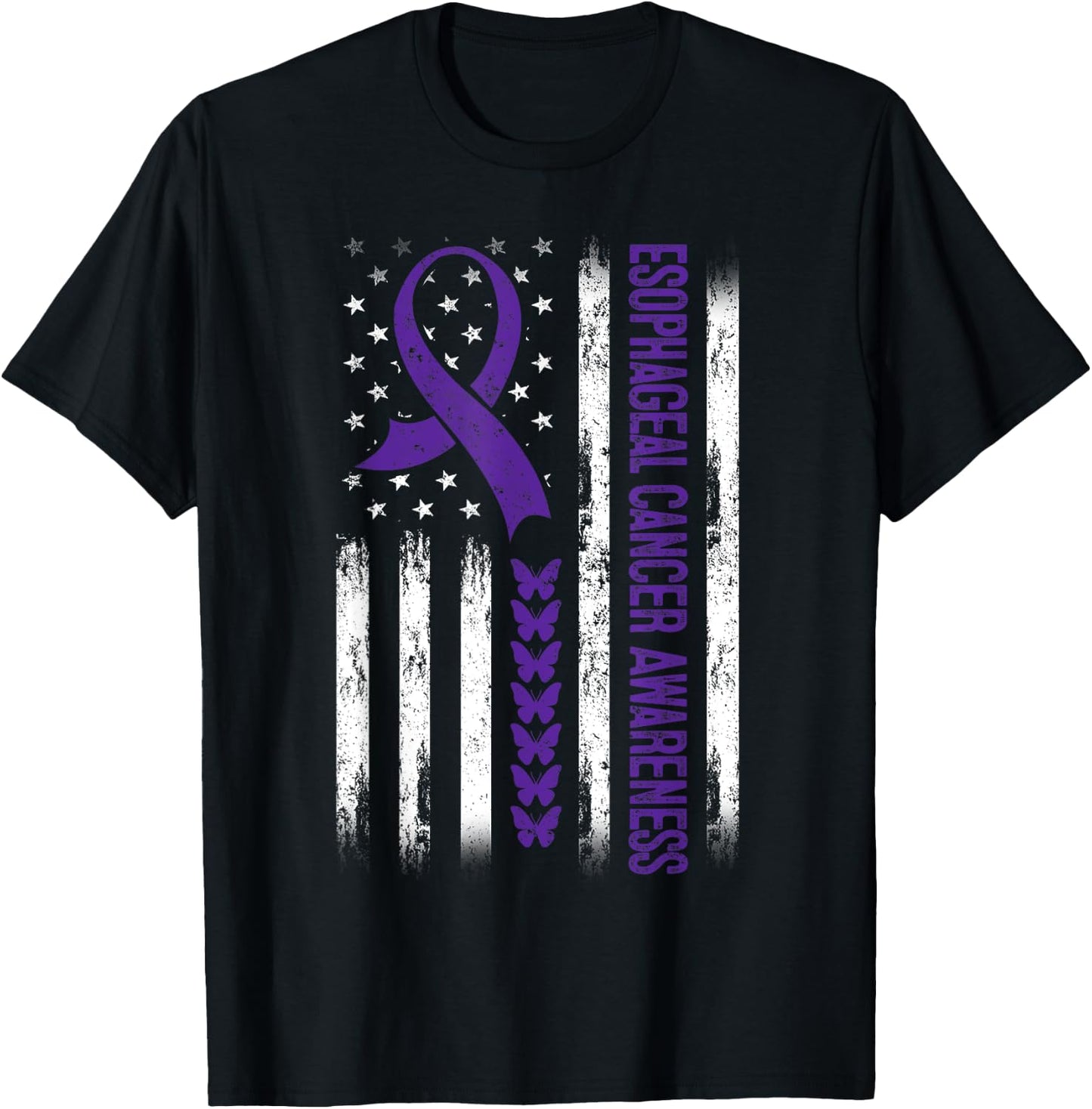 Esophageal cancer Awareness American Flag Kids Men T-Shirt - T-Shirt | Black