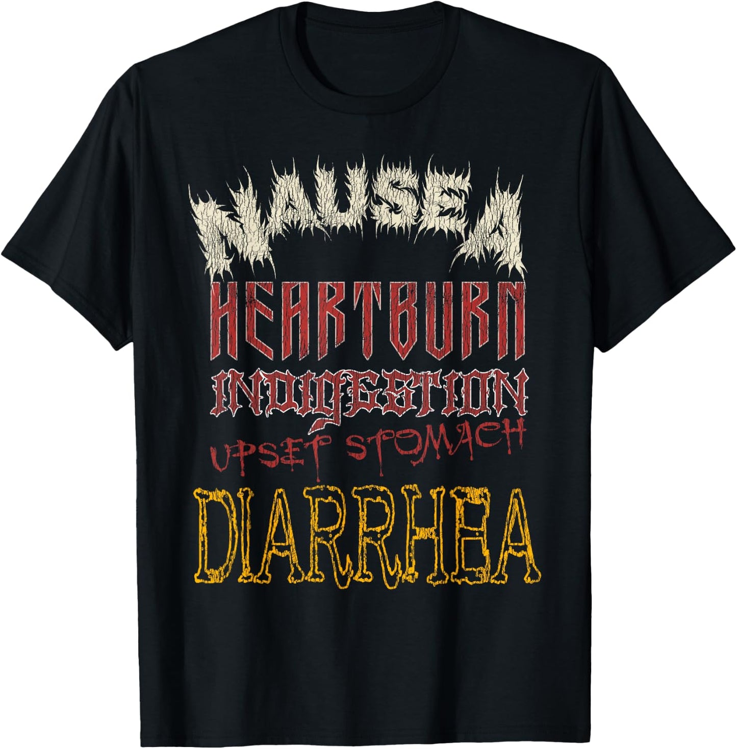 Thrash Metal Shirt, Funny Heavy Nausea Heartburn Concert T-Shirt - T-Shirt | Black