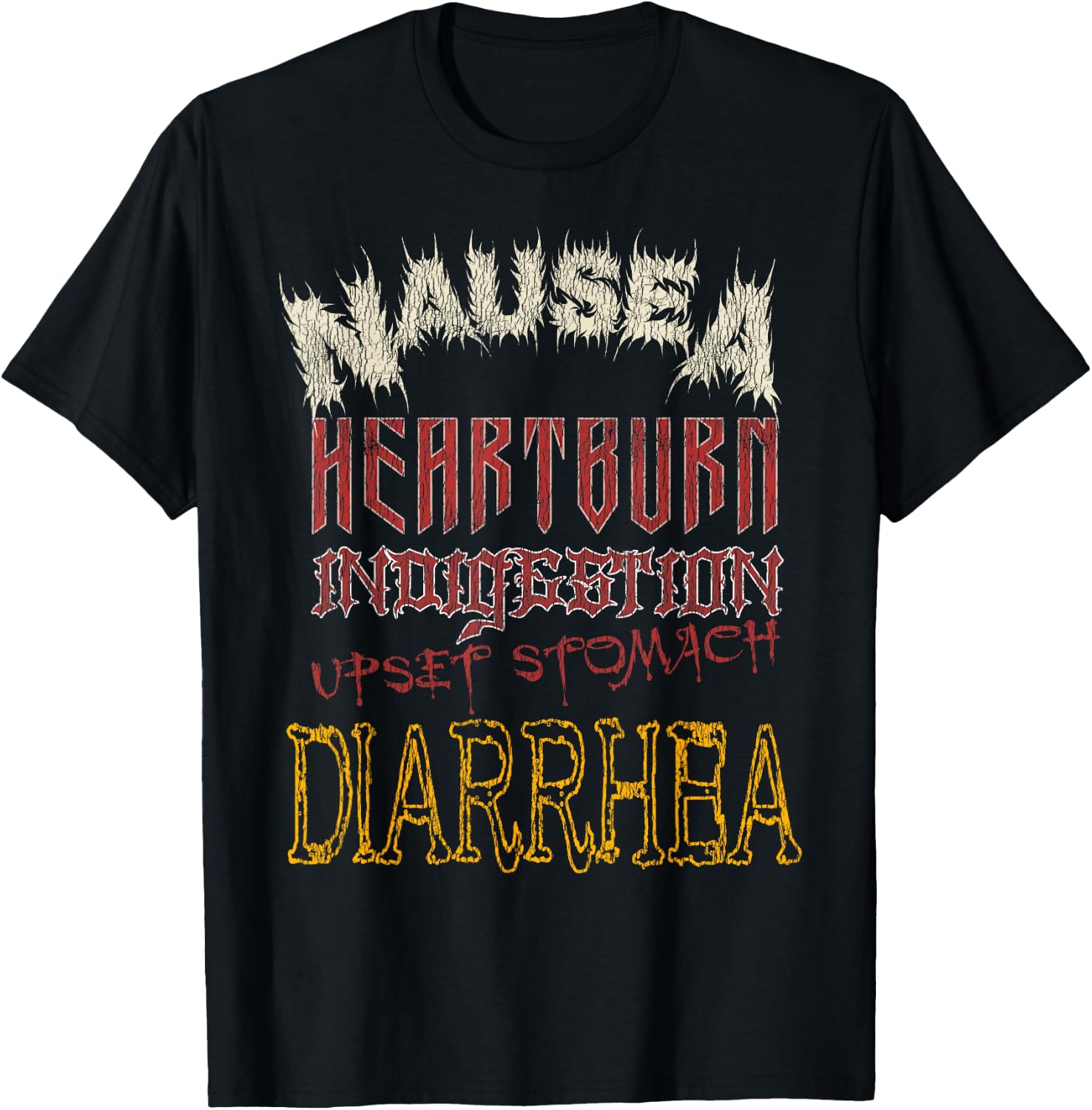Thrash Metal Shirt, Funny Heavy Nausea Heartburn Concert T-Shirt - T-Shirt | Black