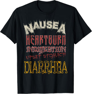 Thrash Metal Shirt, Funny Heavy Nausea Heartburn Concert T-Shirt - T-Shirt | Black