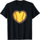 Cute Softball Heart Leopard Print Women Girls Softball Lover T-Shirt - T-Shirt | Black
