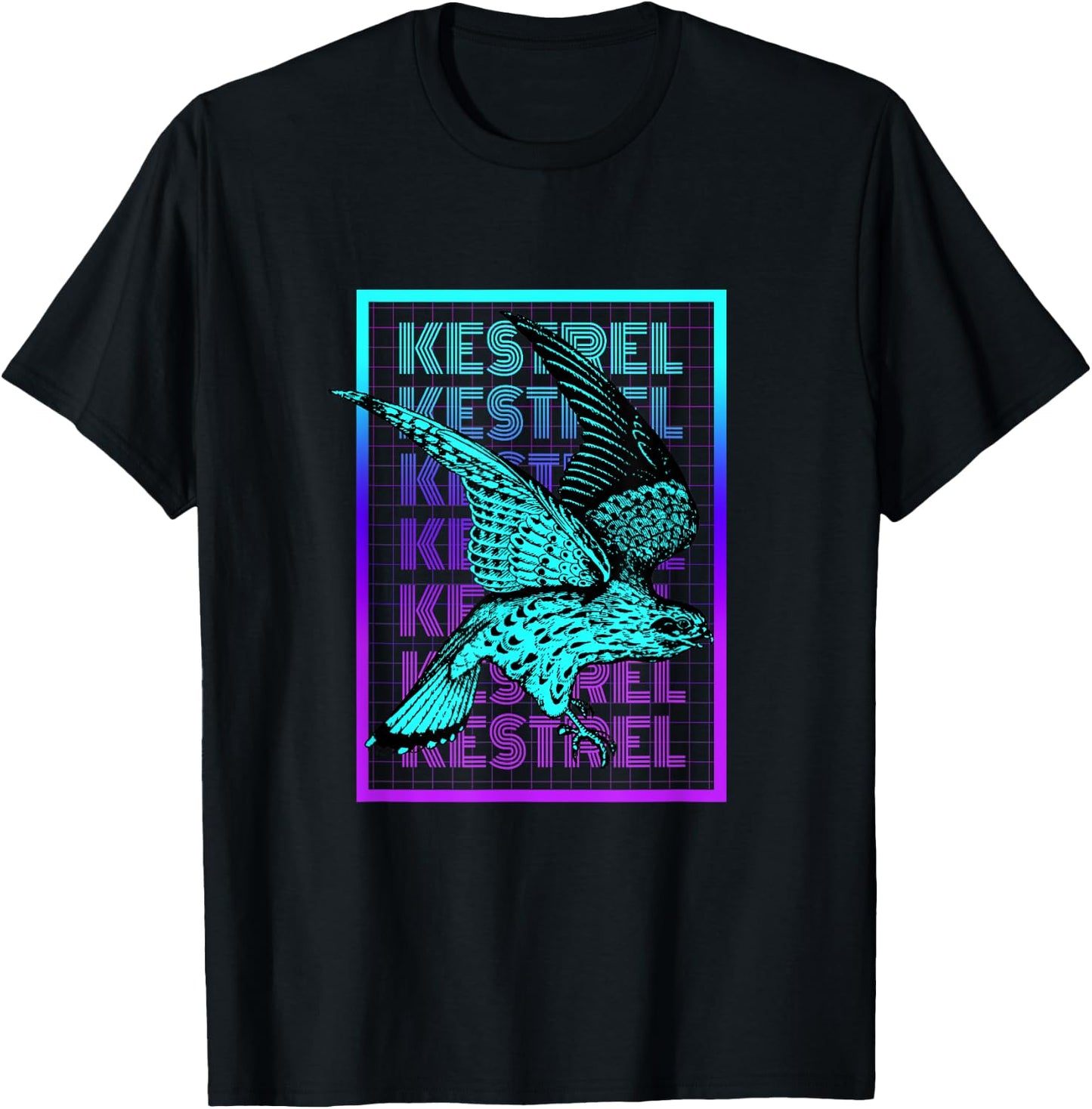 Kestrel Bird Vintage Retro Kestrel T-Shirt - T-Shirt | Black