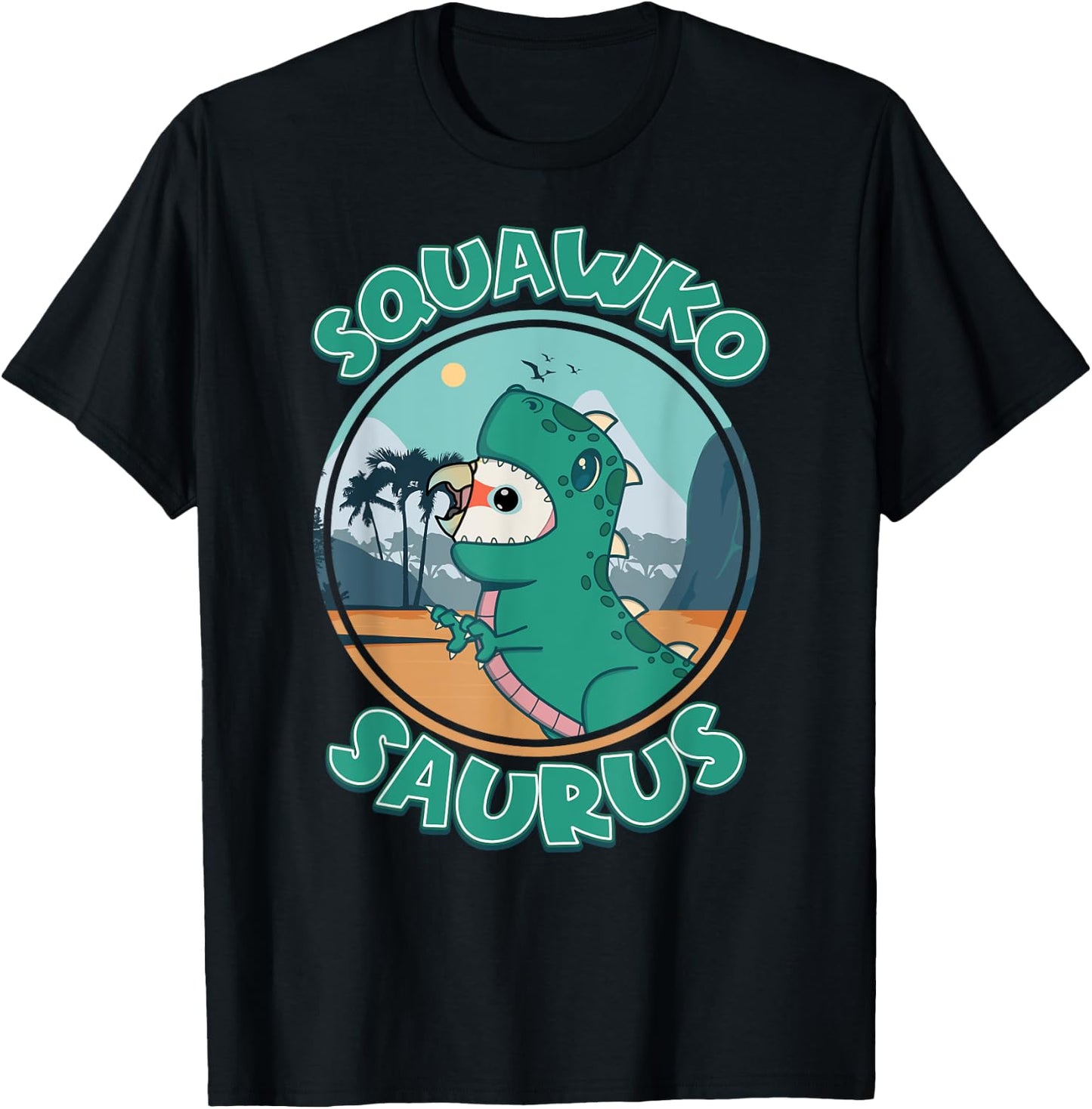 Squawkosaurus T Rex Parrot I Goffins Cockatoo T-Shirt - T-Shirt | Black