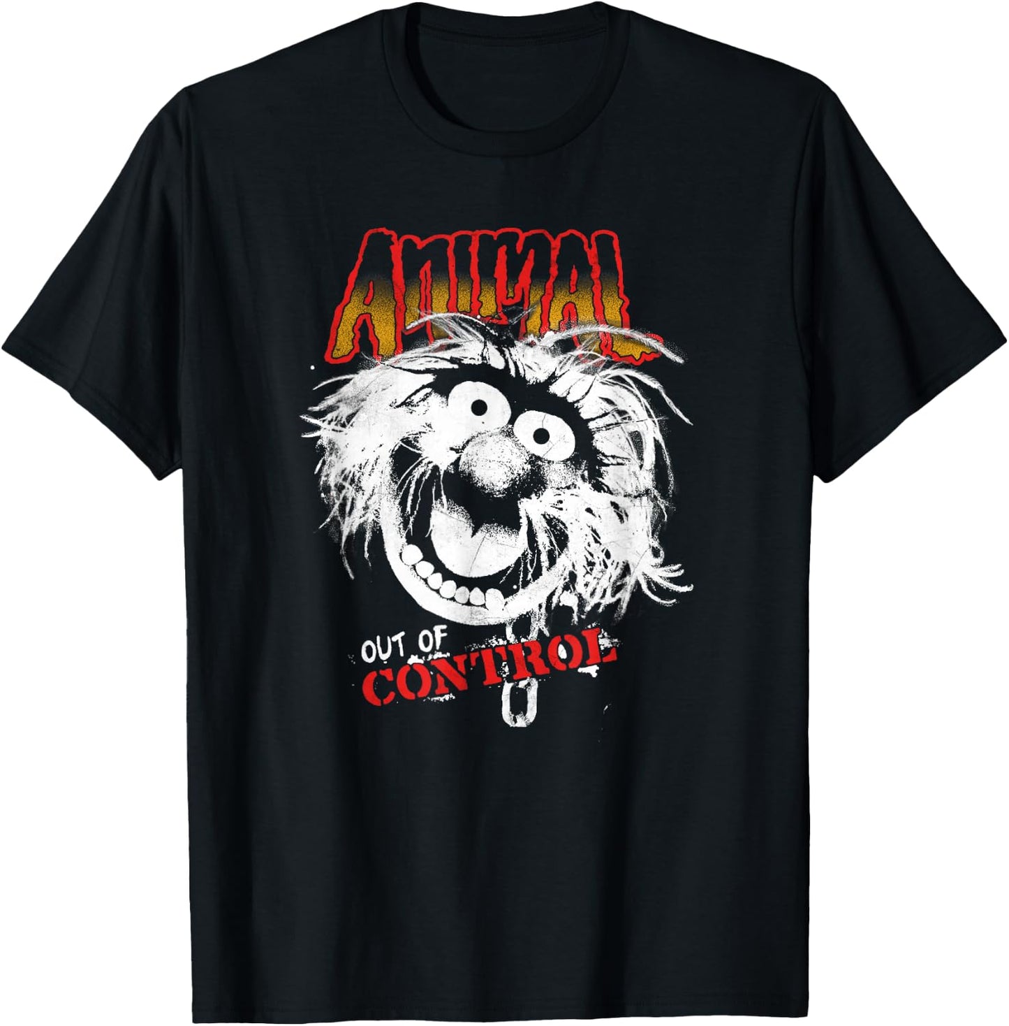 Disney The Muppets Animal Out Of Control Rock Style T-Shirt - T-Shirt | Black