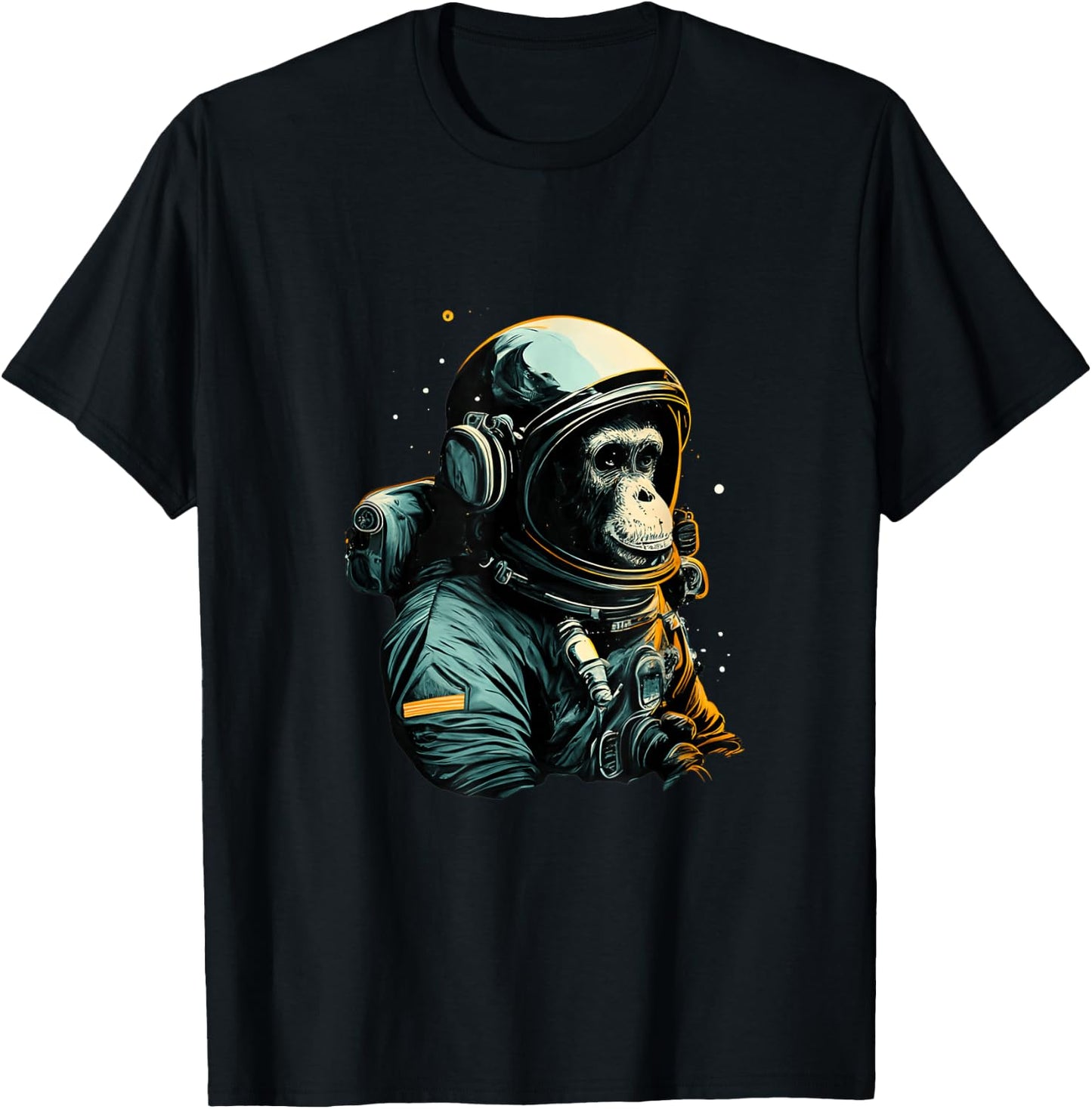 Chimpanzee Astronaut Space Travel Monkey Vintage Design T-Shirt - T-Shirt | Black