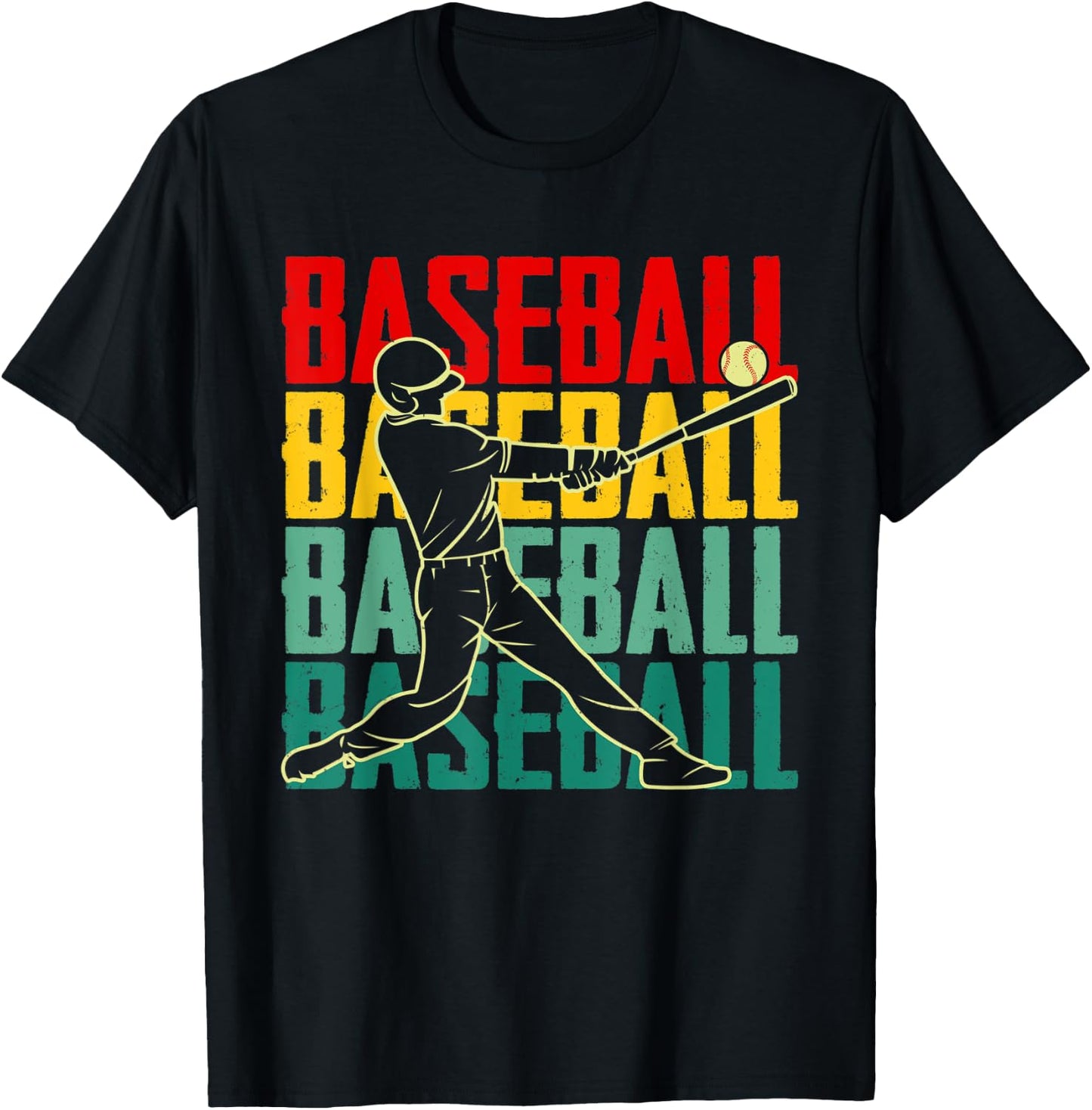 Vintage Baseball Player Retro Game Day Baseball Season T-Shirt - T-Shirt | Black