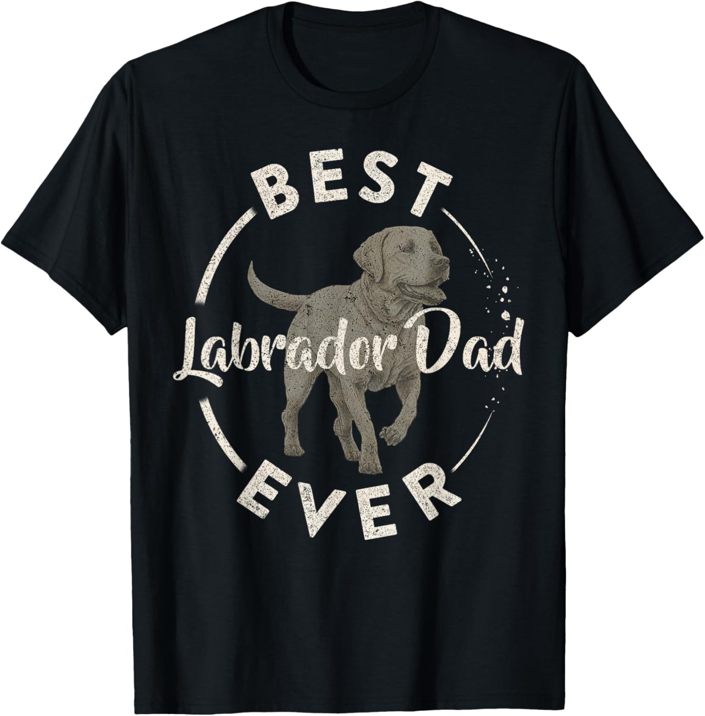Vintage Best Labrador Retriever Dog Dad Ever, Lab Papa Lover Men T-Shirt - T-Shirt | Black
