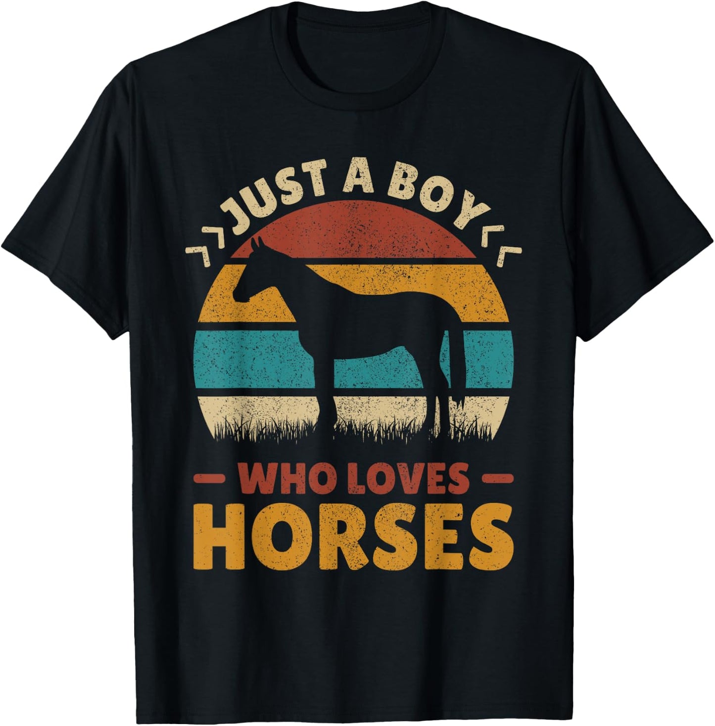Just A Boy Who Loves Horses Men Horse Stuff Boys Horse Lover T-Shirt - T-Shirt | Black