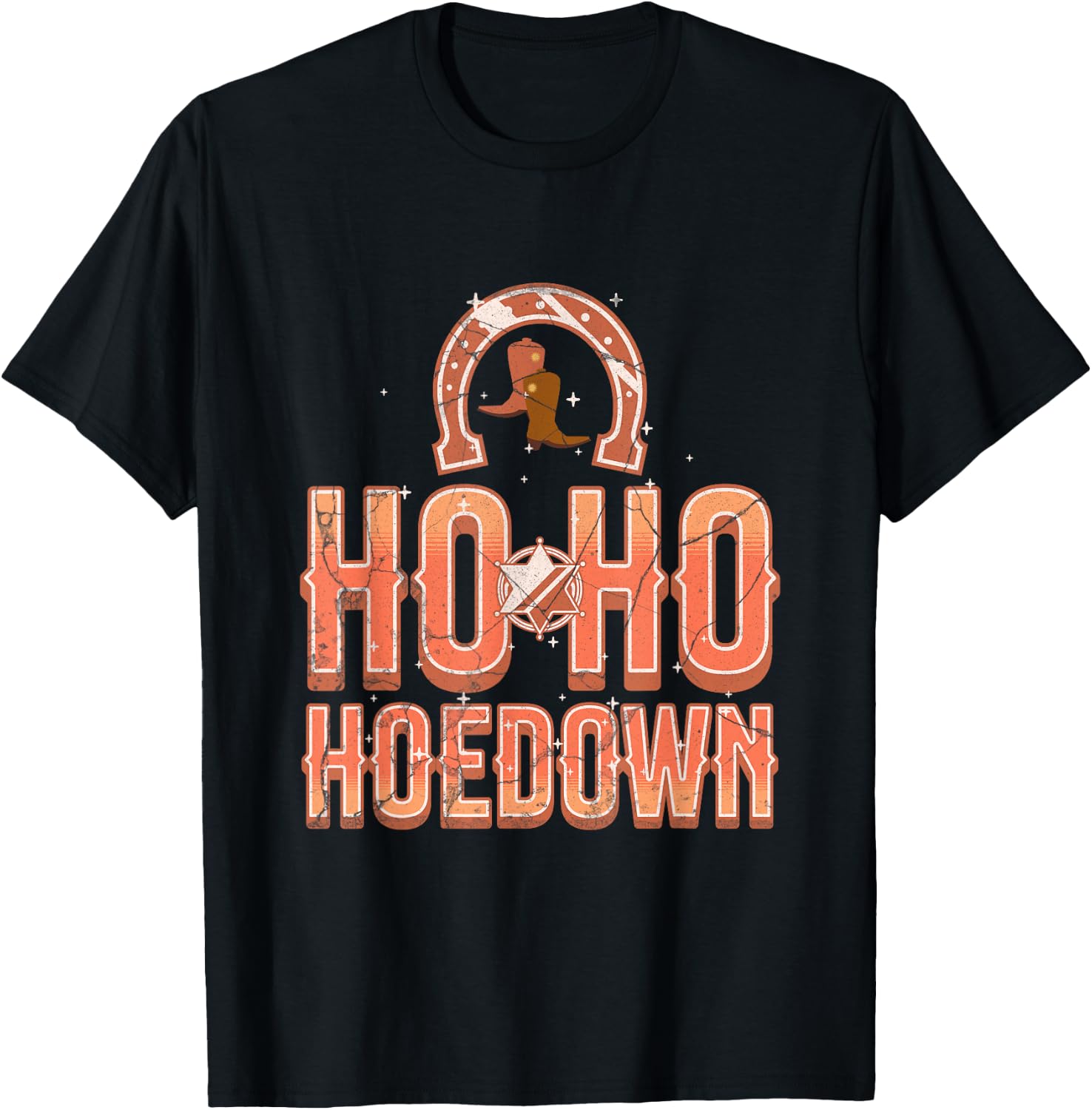 Ho Ho Hoedown Saddle Up Western Wonderland Roundup Yeehaw T-Shirt - T-Shirt | Black
