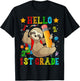 Cute Hello 1st Grade Sloth Animal Back To School Kids Girls T-Shirt - T-Shirt | Black