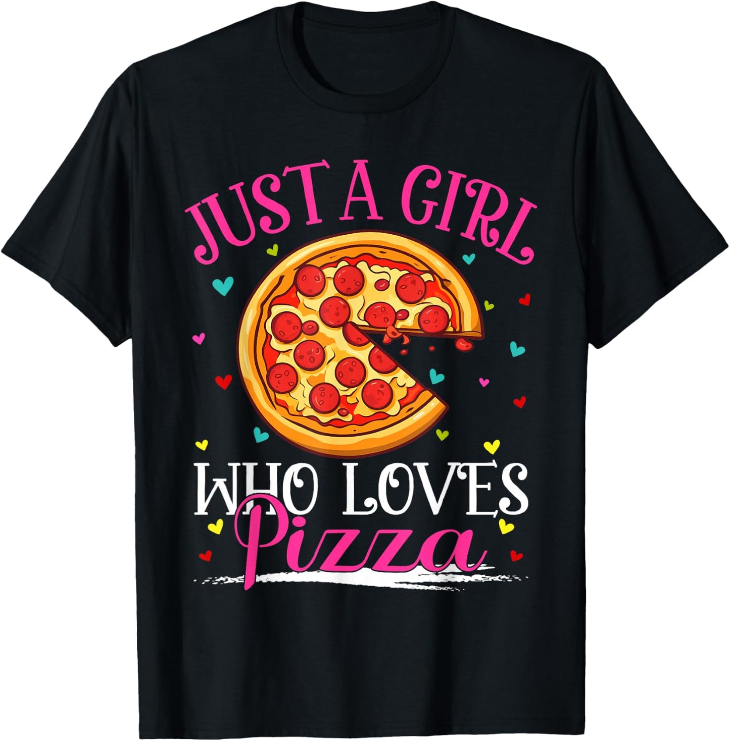 Just A Girl Who Loves Pizza Girls T-Shirt - T-Shirt | Black
