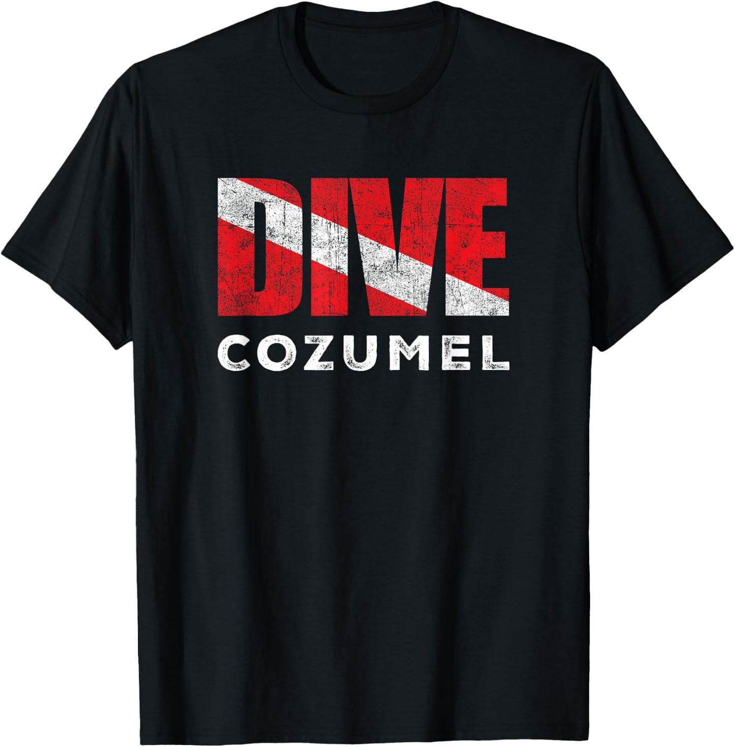Retro Dive Cozumel Mexico Scuba Diver Vintage Dive Flag T-Shirt - T-Shirt | Black