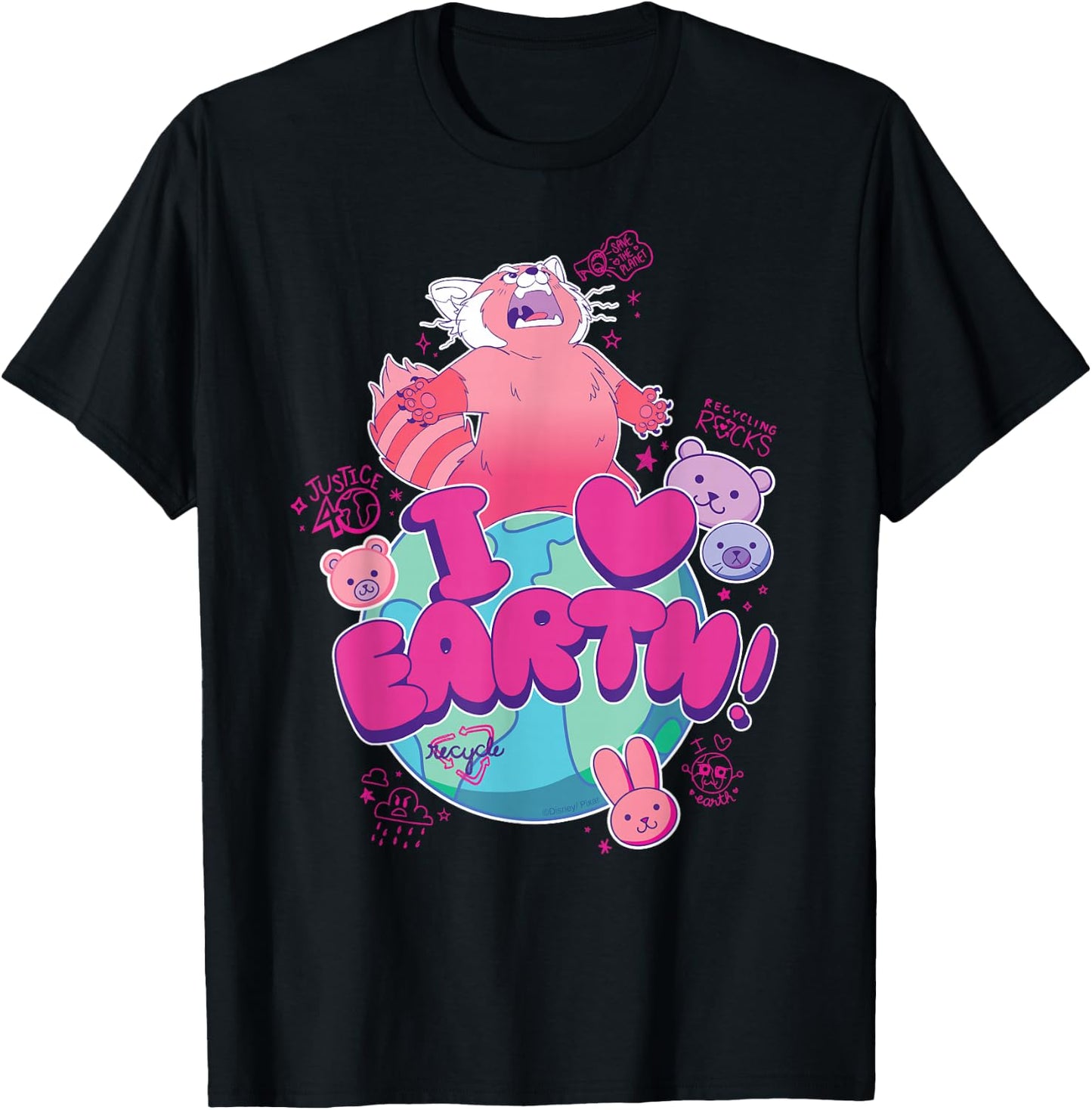 Disney and Pixar's Turning Red I Heart Earth Day Panda Mei T-Shirt - T-Shirt | Black