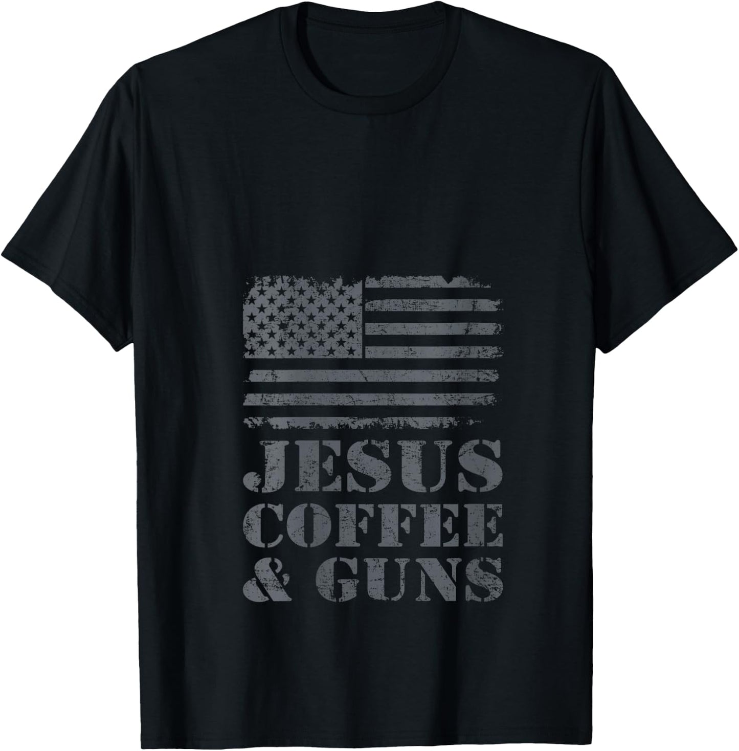 Jesus Coffee & Guns - Funny Christian Pro Gun USA Flag V-Neck T-Shirt - T-Shirt | Black