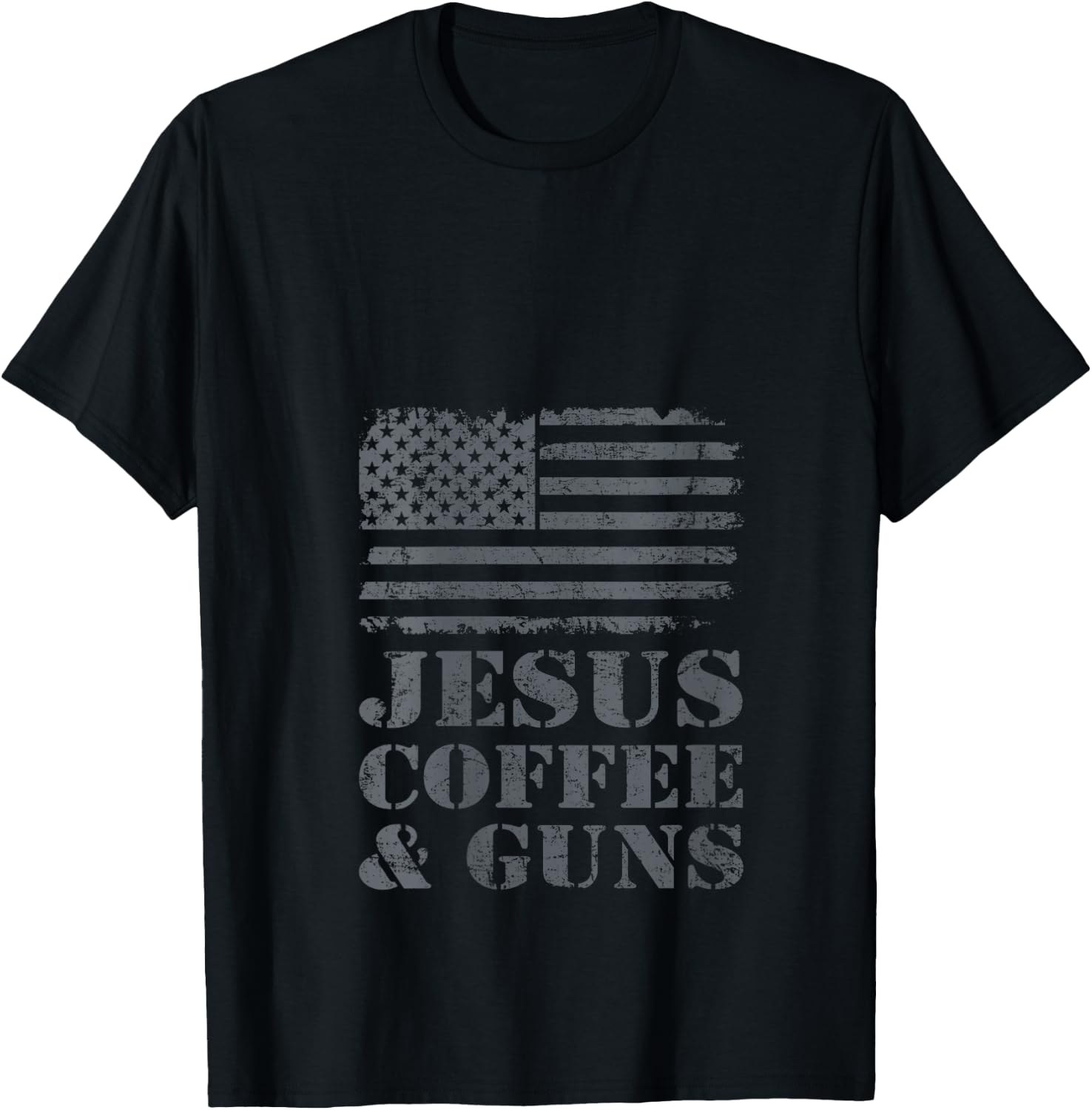 Jesus Coffee & Guns - Funny Christian Pro Gun USA Flag V-Neck T-Shirt - T-Shirt | Black