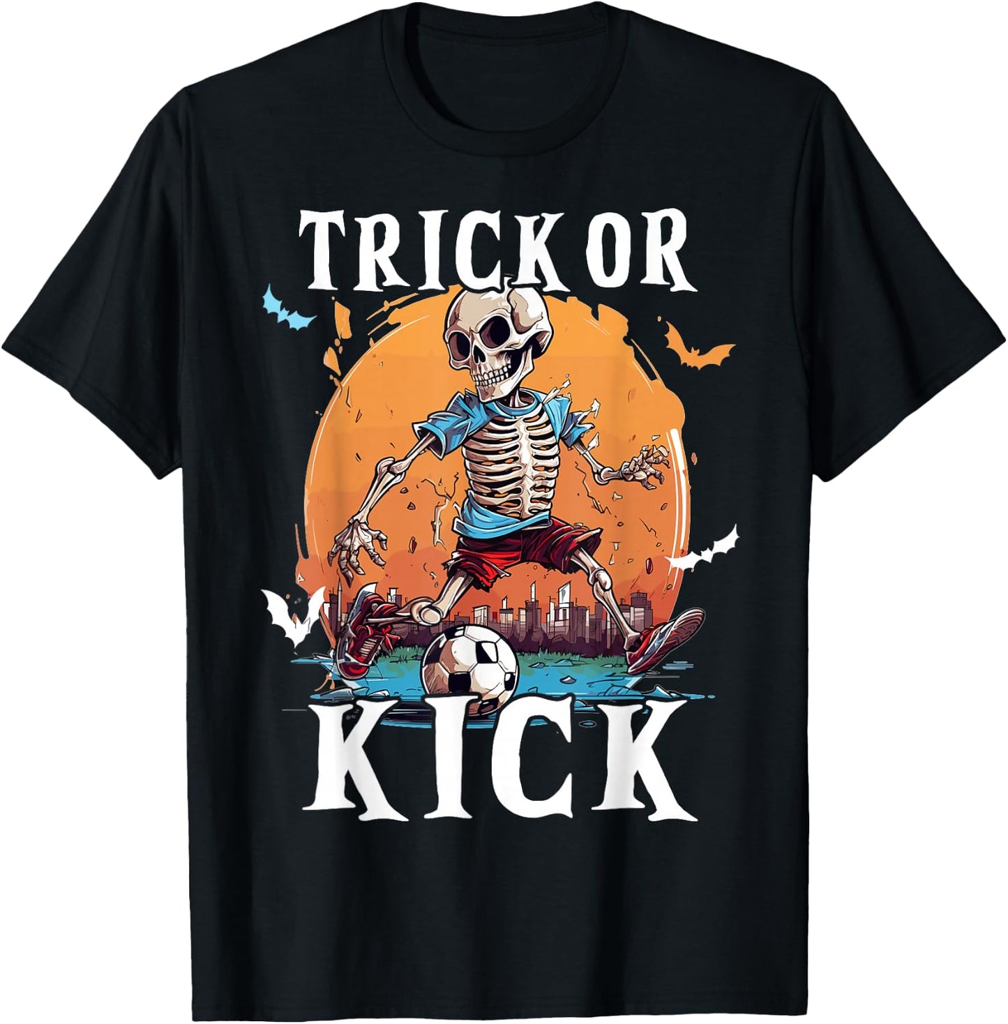 Soccer Skeleton Halloween Soccer Player Halloween Men Boys T-Shirt - T-Shirt | Black