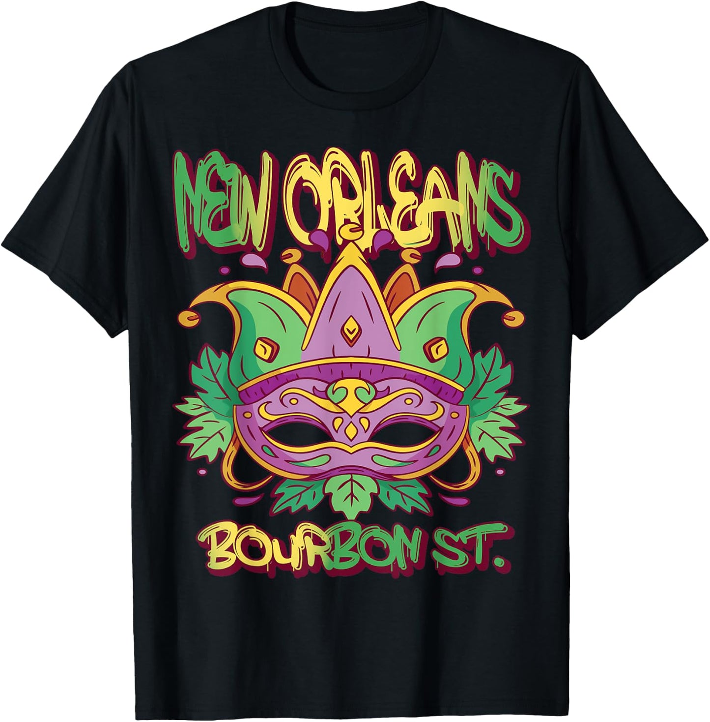 French New Orleans Mardi Gras Bourbon Street Souvenir T-Shirt - T-Shirt | Black
