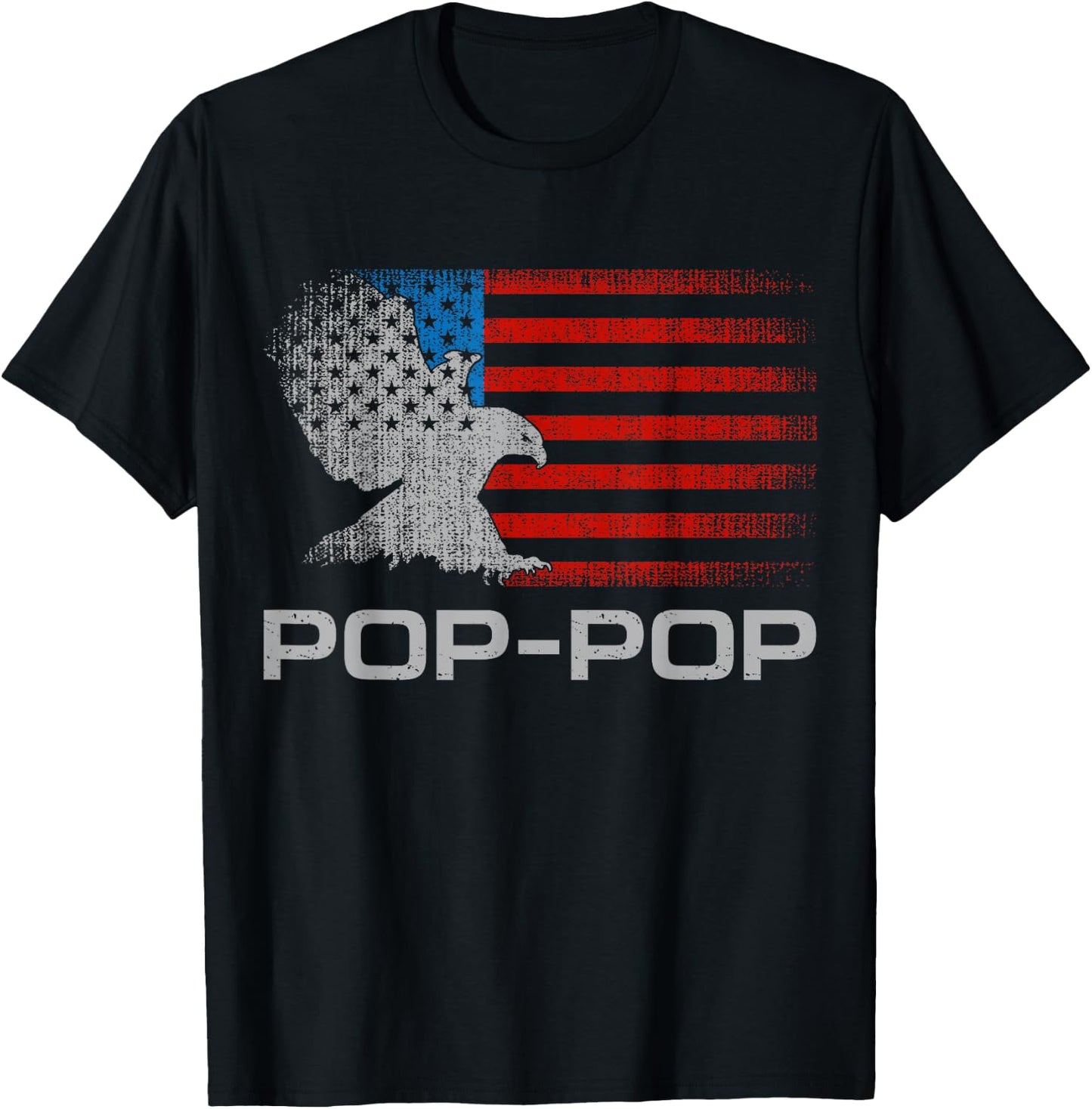 Pop-Pop Grandfather American Flag Patriotic Eagle Grandpa Men T-Shirt - T-Shirt | Black