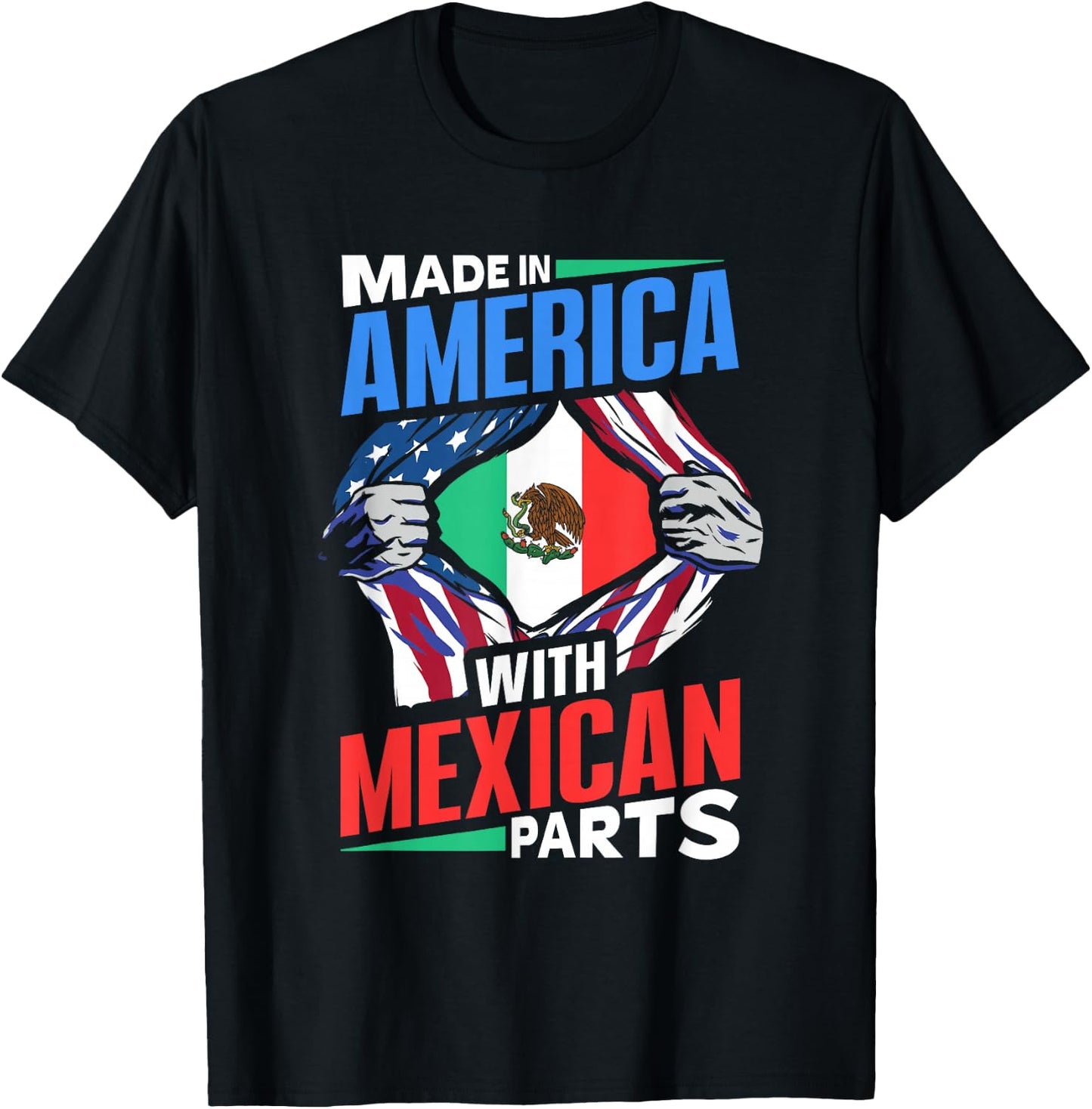 Made in America with Mexican Parts Country Mexico T-Shirt - T-Shirt | Black