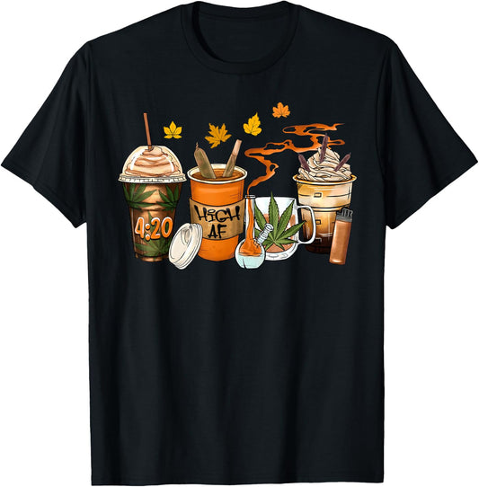 420 Marijuana Thanksgiving Weed Bong Pipe Pumpkin Spice Fall T-Shirt - T-Shirt | Black