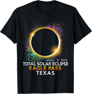 Totality Total Solar Eclipse Eagle Pass Texas April 8 2024 T-Shirt - T-Shirt | Black