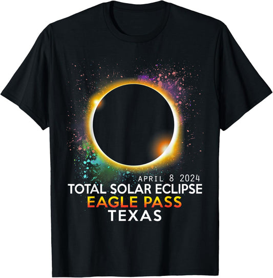 Totality Total Solar Eclipse Eagle Pass Texas April 8 2024 T-Shirt - T-Shirt | Black