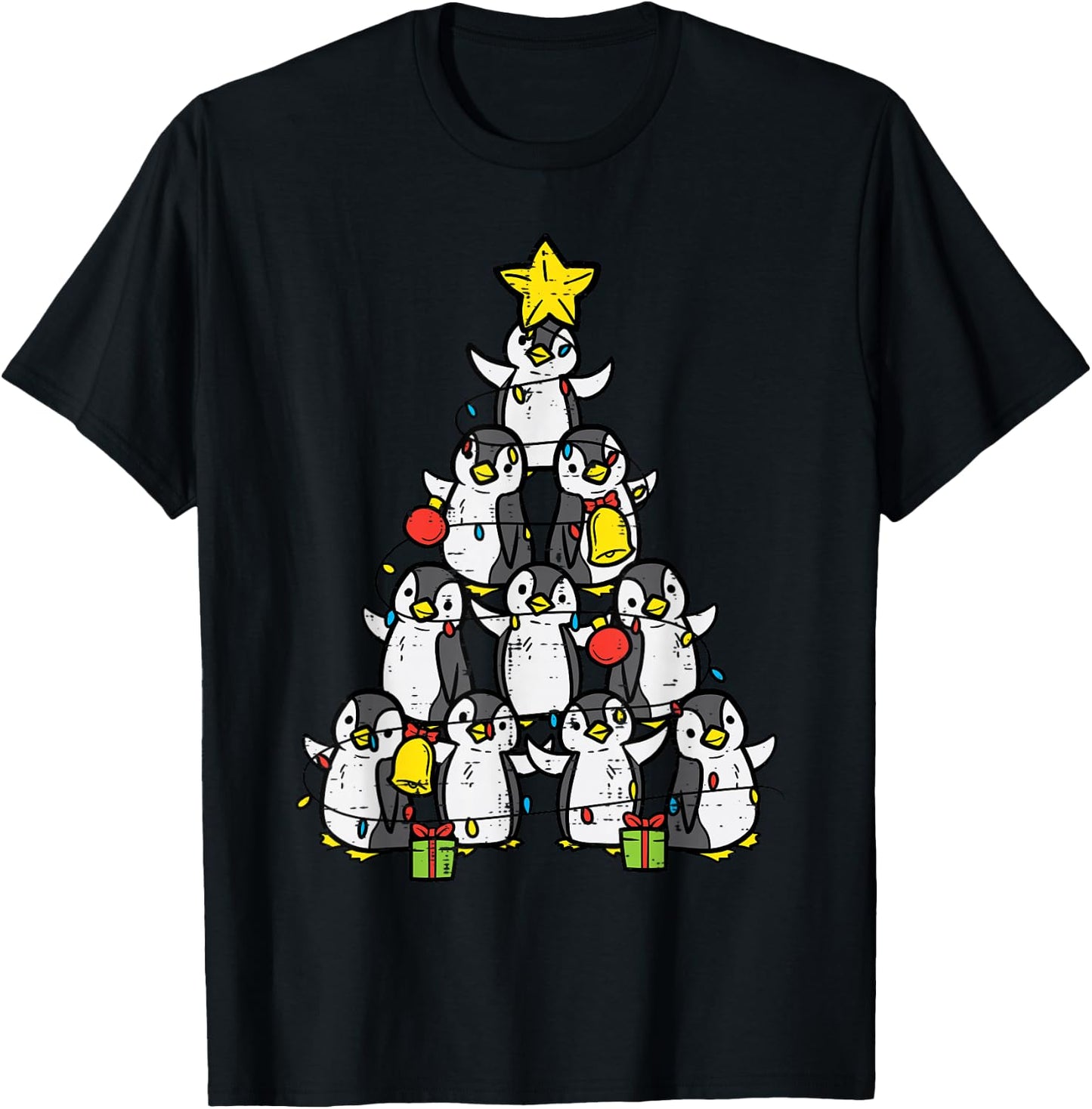 Penguin Christmas Tree Cute Xmas Women Girls T-Shirt - T-Shirt | Black