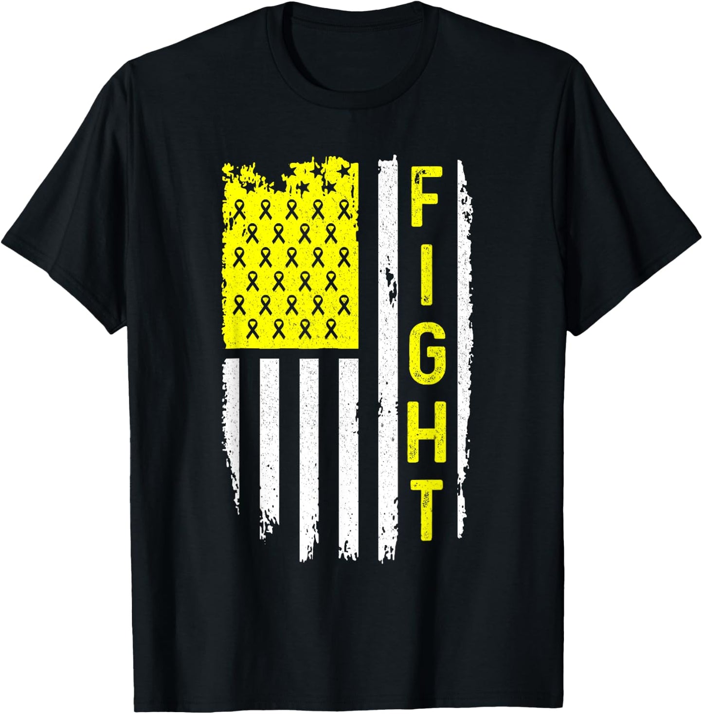 Sarcoma Cancer Awareness American Flag Bone Cancer T-Shirt - T-Shirt | Black