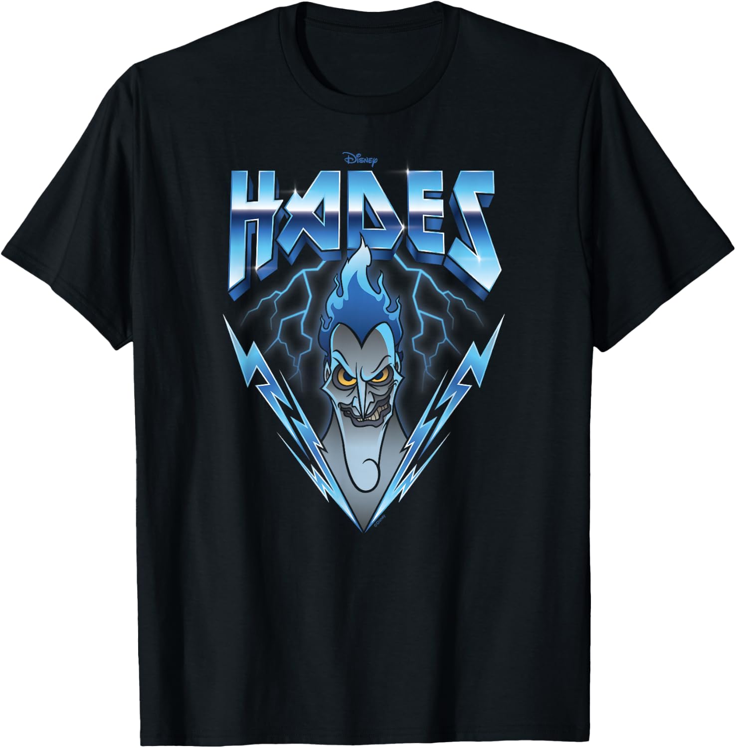 Disney Villains - Hades Blue Lightning Rock n Roll T-Shirt - T-Shirt | Black