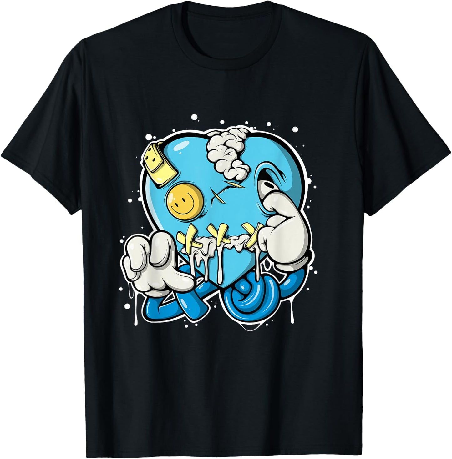 Heart Drip Matching Shirt for Shoes University Blue T-Shirt - T-Shirt | Black