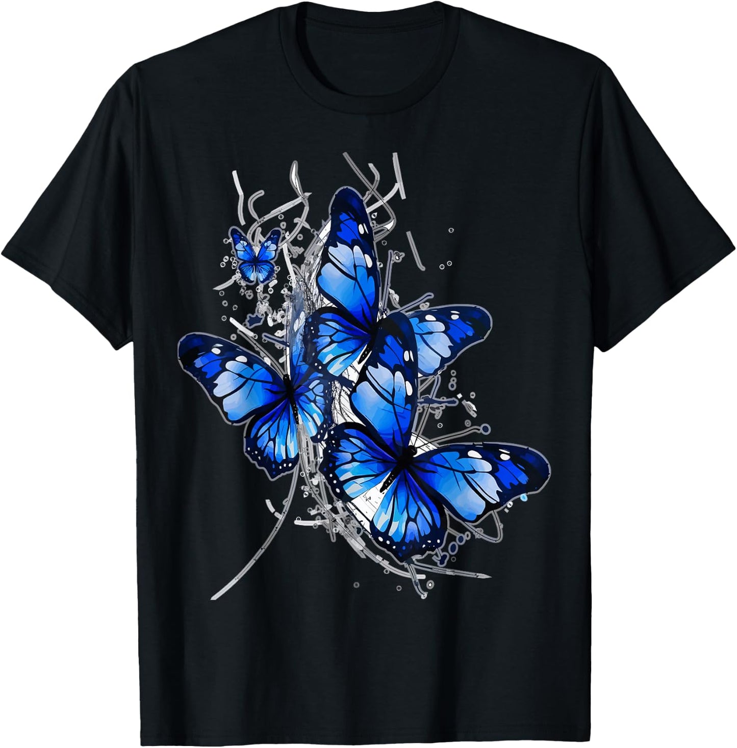 Blue lighting Butterfly design butterflies and butterfly T-Shirt - T-Shirt | Black