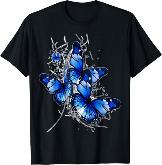 Blue lighting Butterfly design butterflies and butterfly T-Shirt - T-Shirt | Black