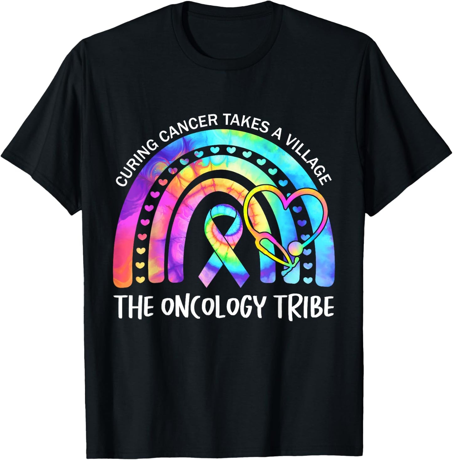 Curing Cancer Takes a Village the Oncology Tribe. Nurse Team T-Shirt - T-Shirt | Black
