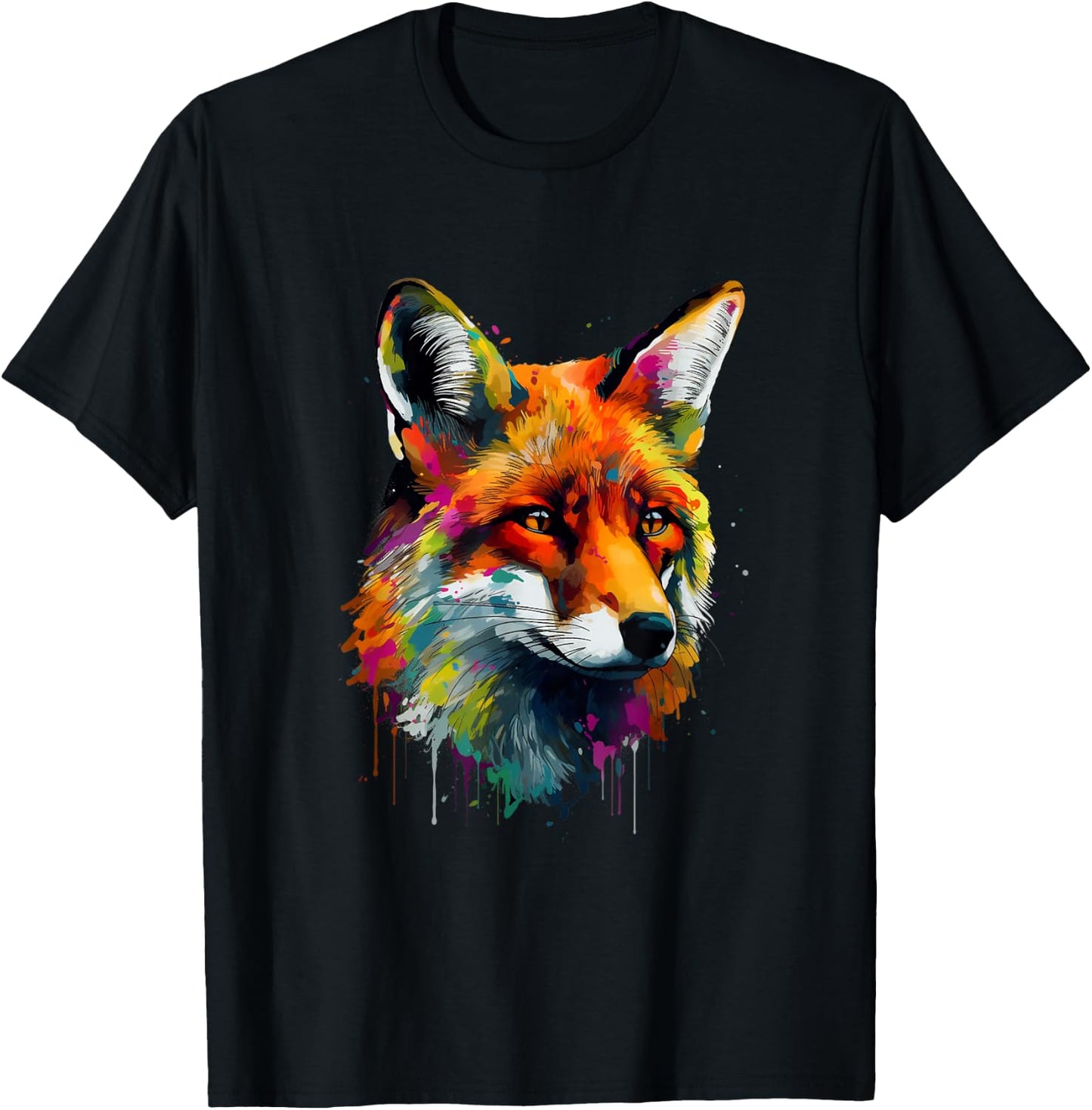 Fox Lovers Colorful Pop Art Fox T-Shirt - T-Shirt | Black