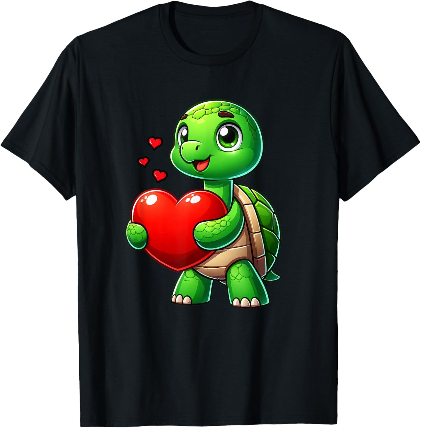 Turtle Heart Lover Funny Valentines Boys Girls Kids Men T-Shirt - T-Shirt | Black