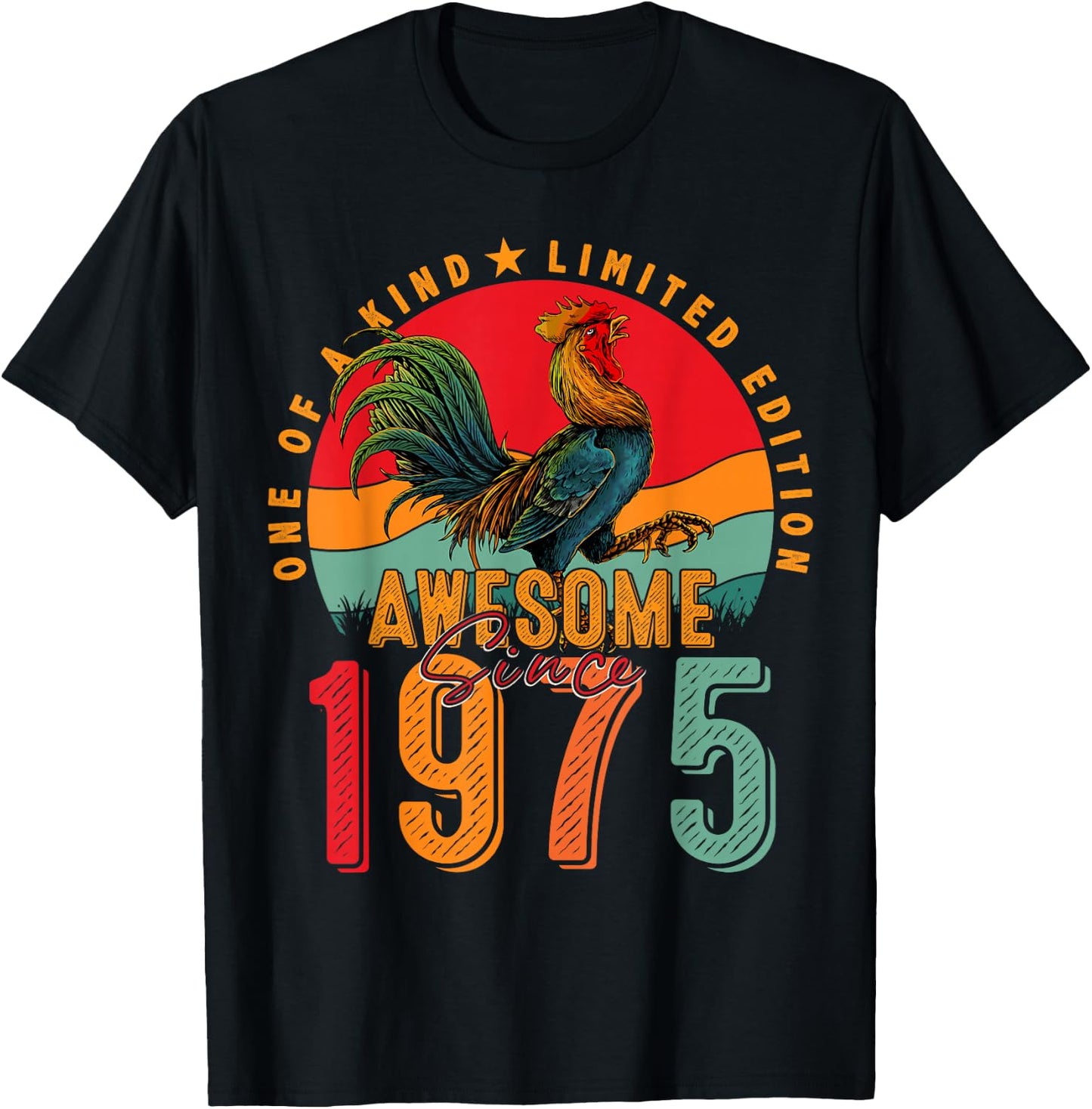 50th Birthday Chicken Awesome Since 1975 Farmer 50 Years Old T-Shirt - T-Shirt | Black